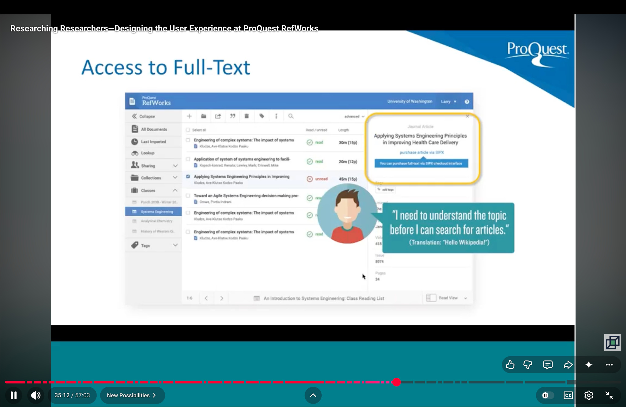 RefWorks concept connecting saved references with institutional full-text access