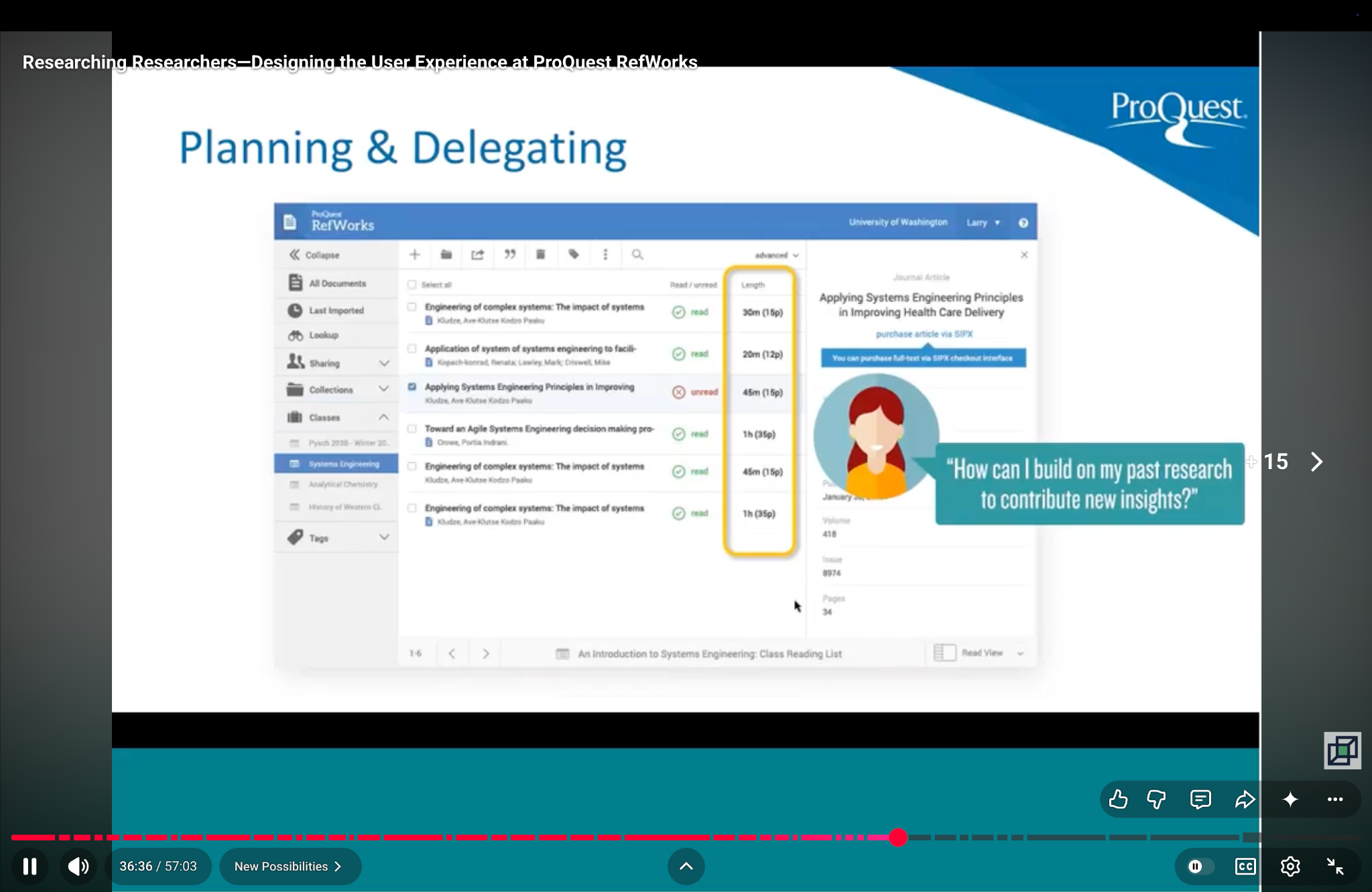 RefWorks concept estimating reading time for planning and delegation