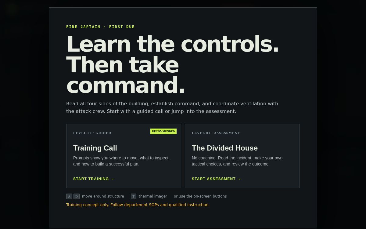 Fire Captain Command training game interface