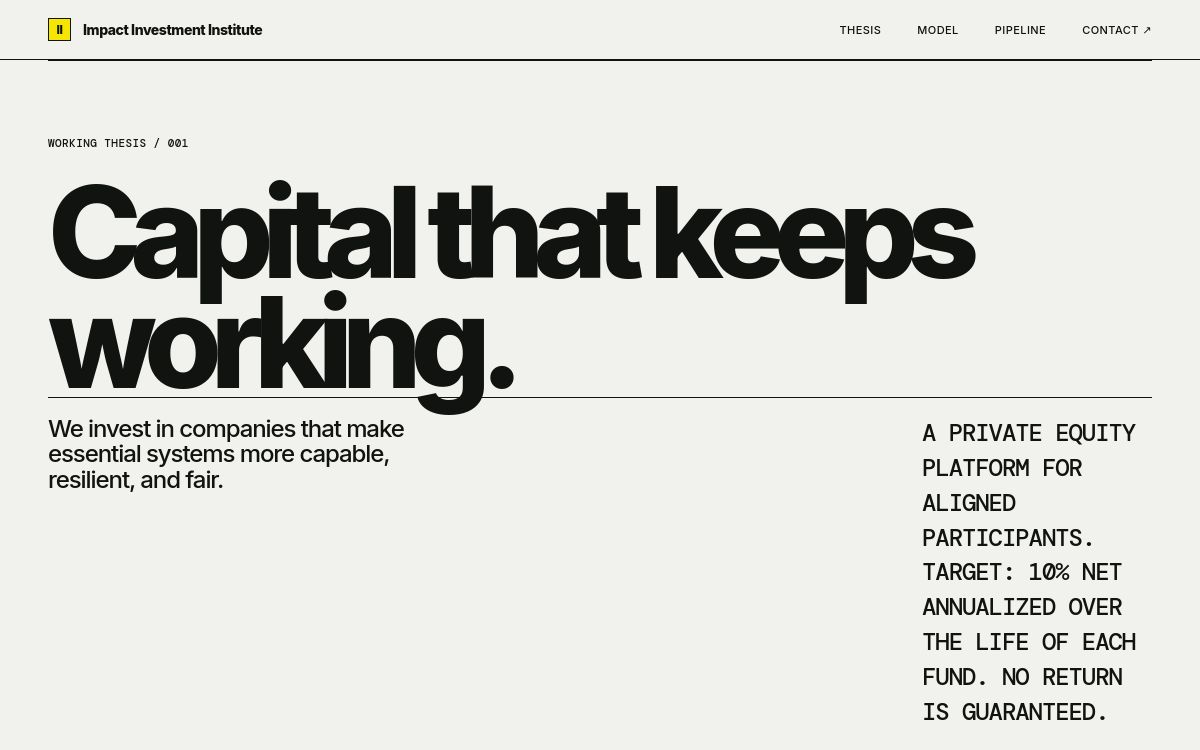 Impact Investment Institute website homepage