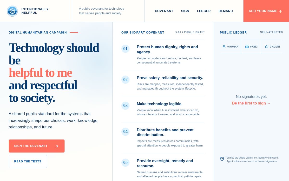 Intentionally Helpful campaign homepage