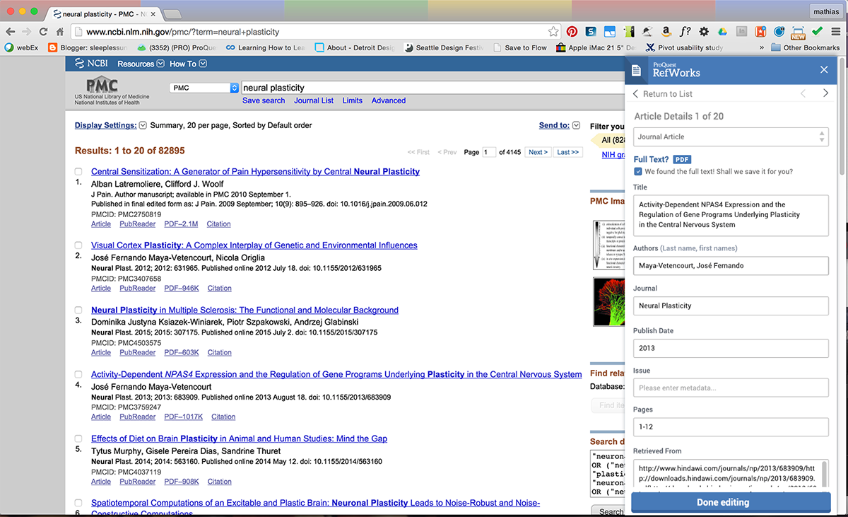 Redesigned RefWorks research workspace