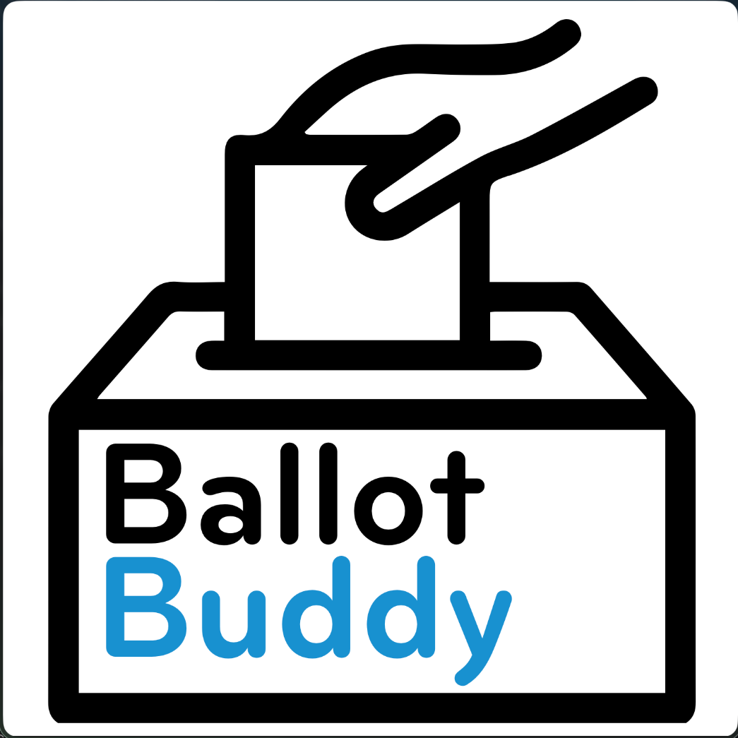 Ballot Buddy logo showing a hand placing a ballot in a box